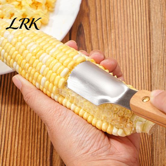Домашняя Кухня Инструмент для Подготовки Кукурузы Инструмент для Очистки, Лезвие из Нержавеющей Стали с Эргономичной Деревянной Ручкой для Сбора Зерен, Портативный Кухонный Гаджет для Зерен