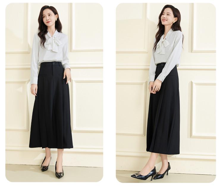 [Half length skirt] A-line high waist slimming long women's pleated skirt