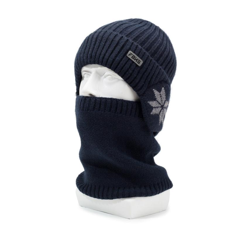 Hat Men'S Winter Fleece Thickened Warm Neck Protector Knitted Hat Men'S Ear Protector Cold-Proof Wool Hat Cycling Pullover Hat