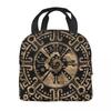 Mayan Aztec Hunab Ku Gold On Black Insulated Lunch Bag for Women Portable Cooler Thermal Lunch Box Beach Camping Travel