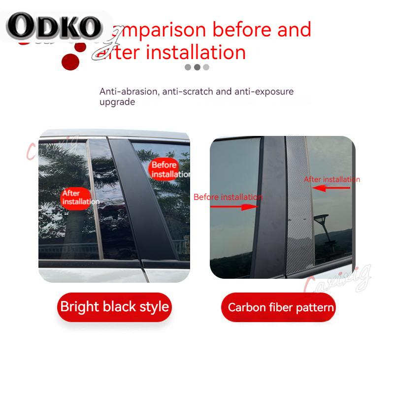 Carbon Fiber Style Car Door Window Center For Hyundai Kona 2018 Exterior Accessories