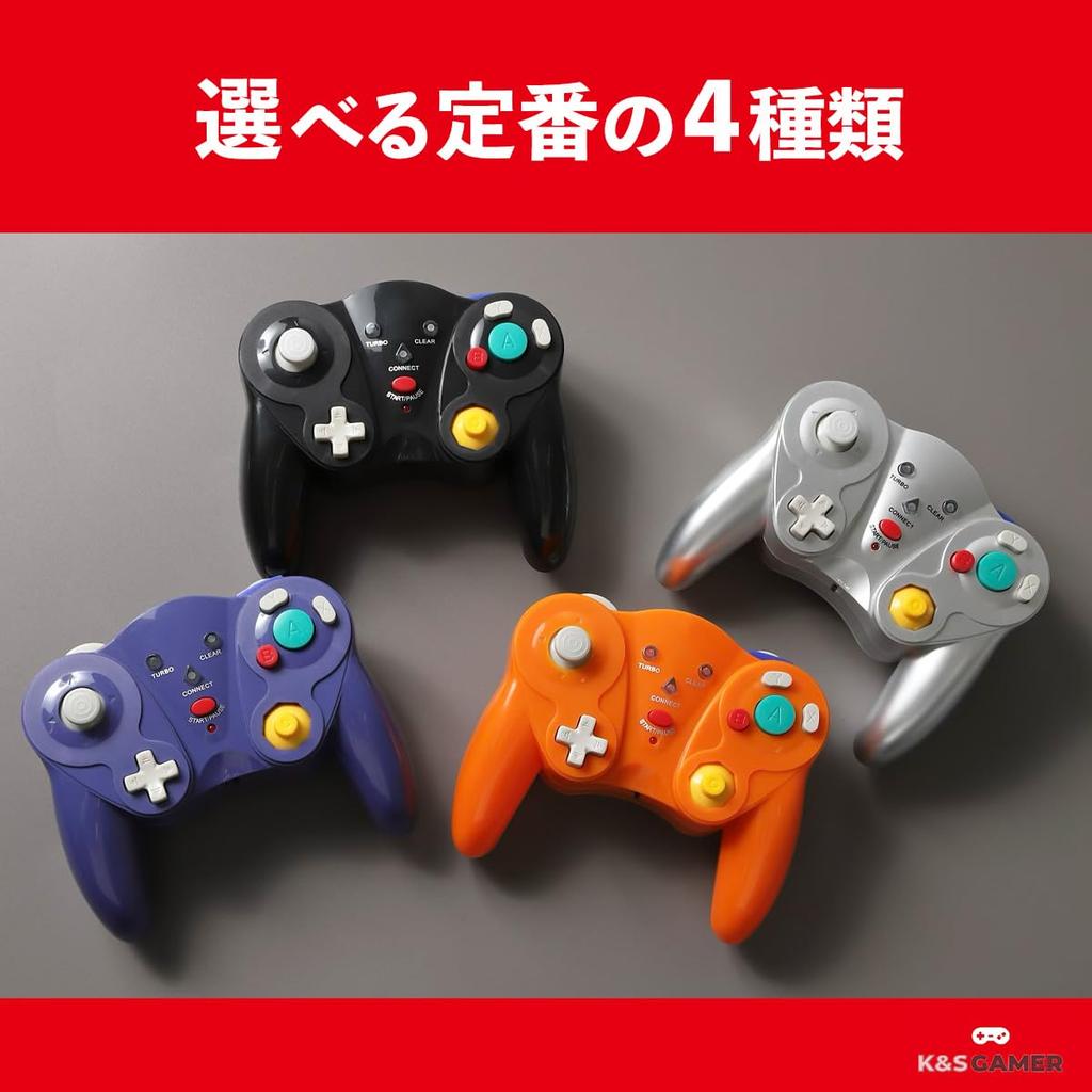 K&SGAMER GameCube/Wii Compatible GC Controller (Switch 1/2 Requires Connection Tap) (Black)