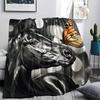 1PC Watercolor Animal Art Print Flannel Blanket, High quality All Seasons, Home Decor, Warmth and Comfort, Perfect for Christmas Gifts