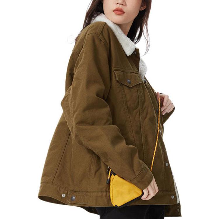 Levis FW22 Однотонная однобортная толстая куртка Унисекс Куртки Военно-зеленый 16365-0189