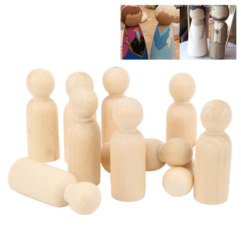 10 шт. Деревянные куклы-прищепки 75 мм 3,0 дюйма Безопасные без заусенцев Развивают навыки работы руками DIY аксессуары для украшения