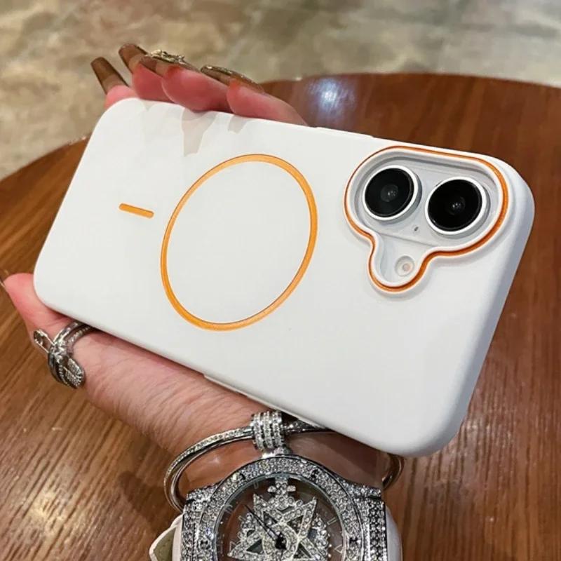 Роскошный матовый чехол из твердого ПК для iPhone 16 Pro Max 14 15 Plus 12 13 15 pro max, магнитный чехол-накладка для беспроводной зарядки