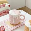 1 шт. 400 мл. Кружка для кофе с рисунком печенья, с крышкой и ложкой, керамические чашки для кофе, милая кавайная чашка для воды, летняя и зимняя посуда для напитков, подарки