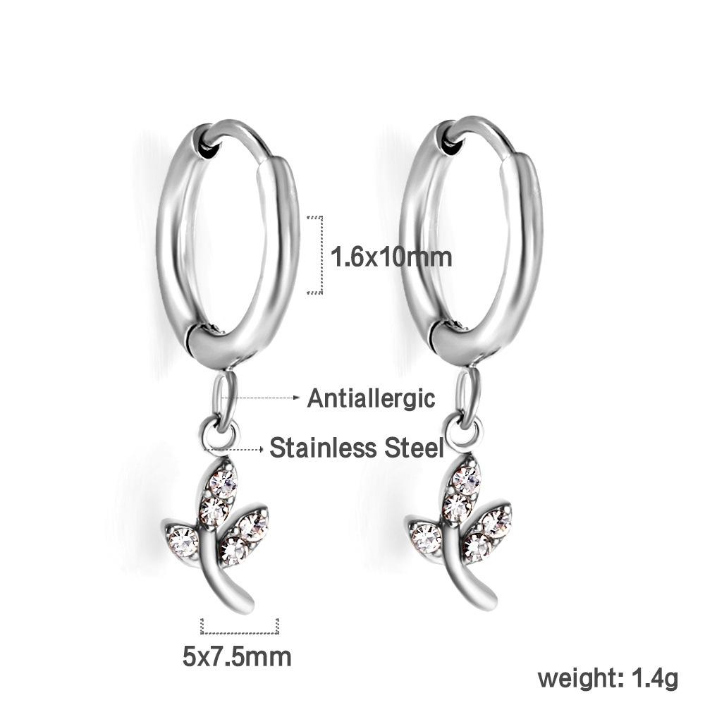 Spiral Planet Earrings Design Mushroom U-Shaped Fishtail with White Diamond Ear Buckle Stainless Steel Earrings