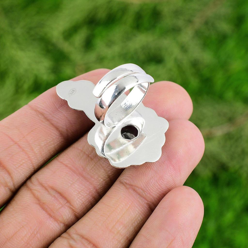 Mothers Day Sale 925 Sterling Silver African Amethyst Stone Flower Promise Ring