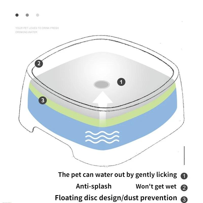 Pet Floating Bowl Water Drinker Anti-Splash Water Wet Mouth Cat Portable Bowl with Non-slip Mat Water Dispenser Dog Bowl