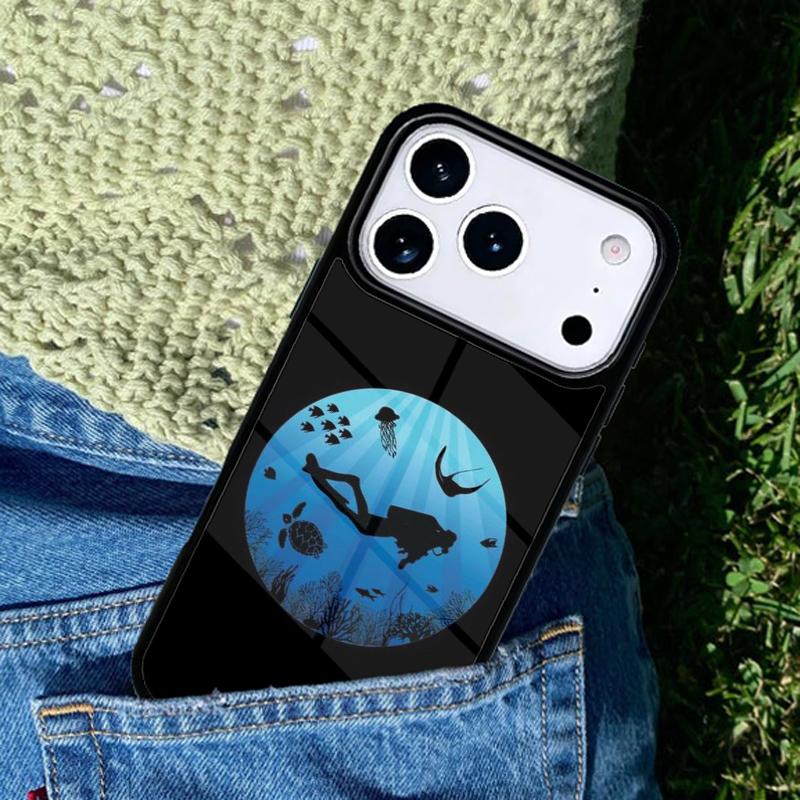 Scuba Diver Diving soft Phone Case For iPhone 17 AIR 16 Pro Max 15 14 Pro 11 12 13 Shockproof Silicone Cover