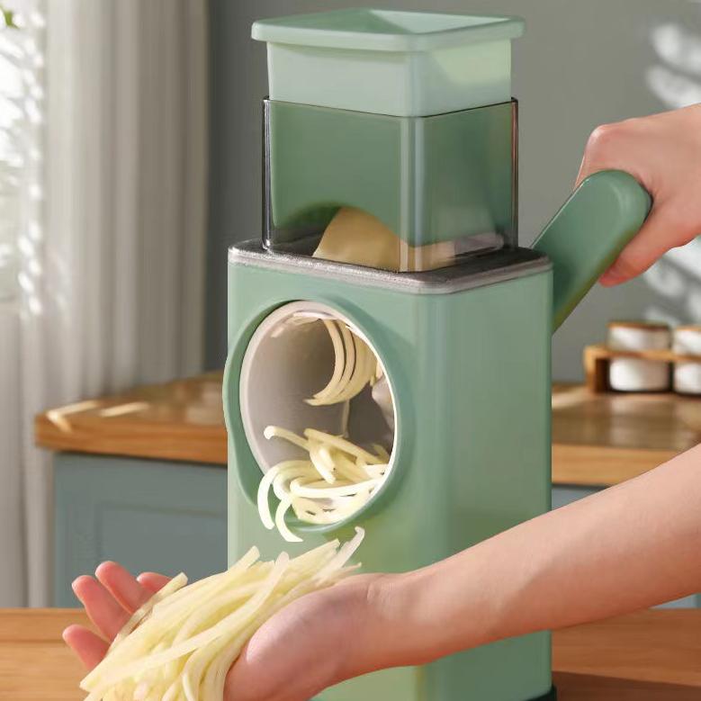 Многофункциональная овощерезка, ручная бытовая кухонная принадлежность, терка, измельчитель овощей, 3 в 1, круглый резак, спиральная нарезка картофеля