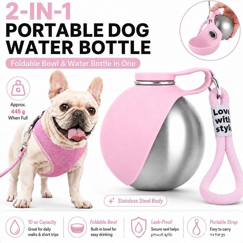Pet Supplies Kettle Round Out Water Cup Outdoor Cat and Dog Folding Portable Pet Water Dispenser