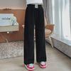 Girls' Chenille Wide-Leg Sweatpants - Casual Loose Fit for Spring and Autumn