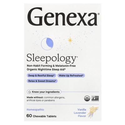 Genexa, Sleepology, Органическое средство для ночного сна, Ваниль и Лаванда, 60 жевательных таблеток