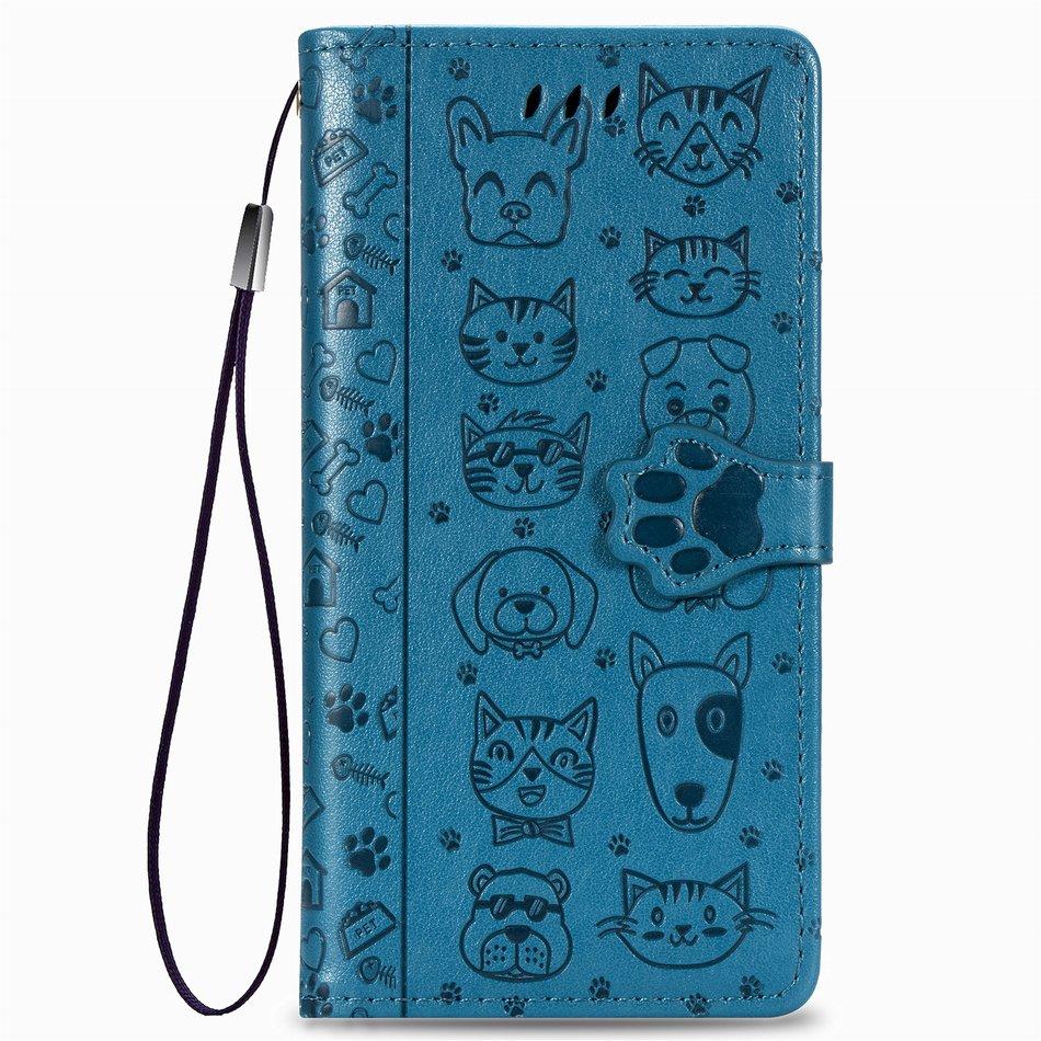 Lovely Cat Dog Kids Phone Holster Case For Apple iPhone 17 Air 16 16E 15 14 13 12 Pro Plus Max Pet Footprint Wallet Cover Cases