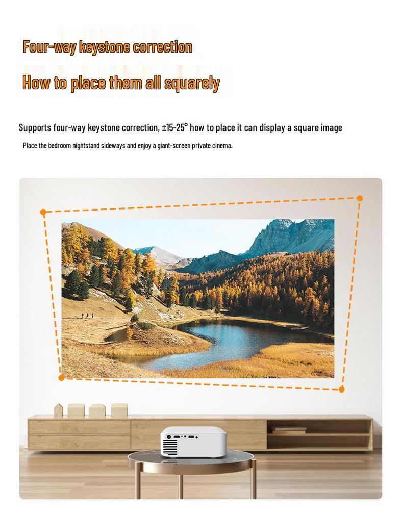 Портативный HD-проектор для электронной коммерции V318: Металлический поворотный механизм, прямая проекция на стену
