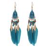 Этнические длинные серьги-подвески с перьями для женщин, богемные кисточки, ручная работа, бусины, серьги-подвески в виде листьев, элегантные украшения для вечеринки для леди