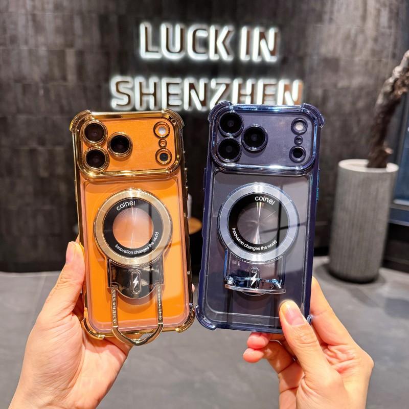 Магнитный чехол для Xiaomi 15T Pro 14T 17 13T Redmi 15 15C 14C 13 K90 Подставка Держатель Тележки Противоударный Роскошный Мягкий Прозрачный Чехол Задняя Крышка