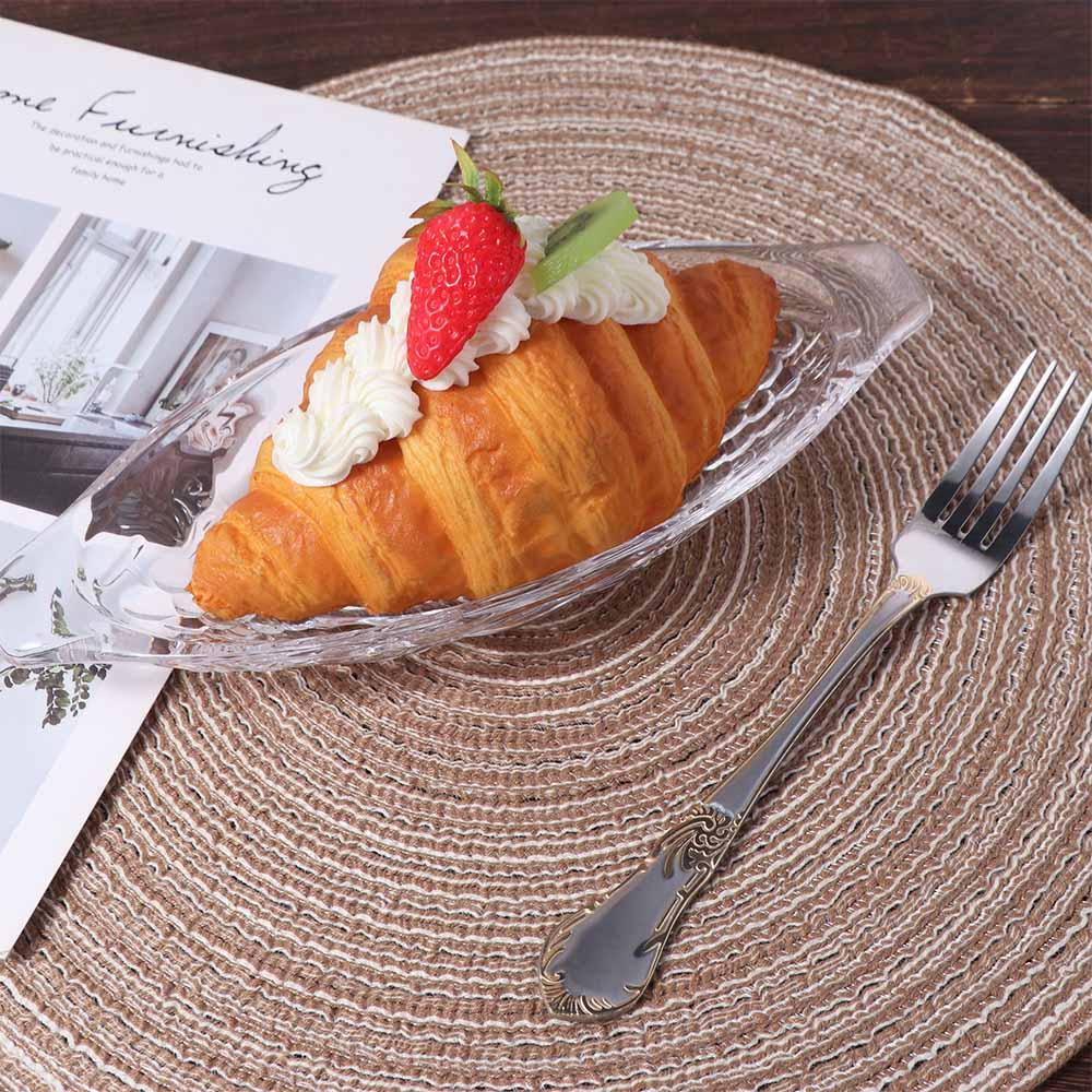 2pcs Acrylic Dessert Plate Transparent Snack Tray Tableware Boat Shaped Ice Cream Bowl KTV