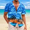 Hawaiian Shirt For Men Casual Fashion Summer Short Sleeve Buttons Printed T Shirt Top