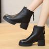 Зимняя обувь 2025 Женская овчина Модная Современная Высокие каблуки Сапоги Плюшевые Высокие каблуки 6 см Бренд Женские ботильоны Чисто черный