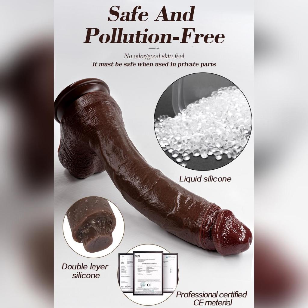 Очень большой реалистичный дилдо – 5 размеров до 33 см, мягкий пенис из жидкого силикона с сильной присоской, секс-игрушка для женщин и пар