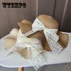 Straw Hat Women's Lace Bow Large Brim Foldable Sun Hat Seaside Beach Sun Hat
