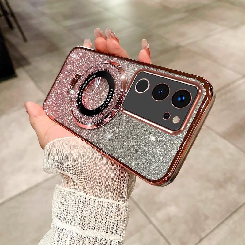 Роскошный чехол с кронштейном Glitter Case для vivo Y28 Y200 V21 V21E V23 Y76 Y73 Y53S Y51 Y36 Y35 Y33S Y31 Y22 Y21 Y20 Case Holder Cover