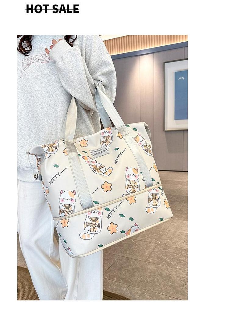 Women's Colorful Expandable Travel Bag - Double-Layer, Large-Capacity, Compact Luggage for Short Trips