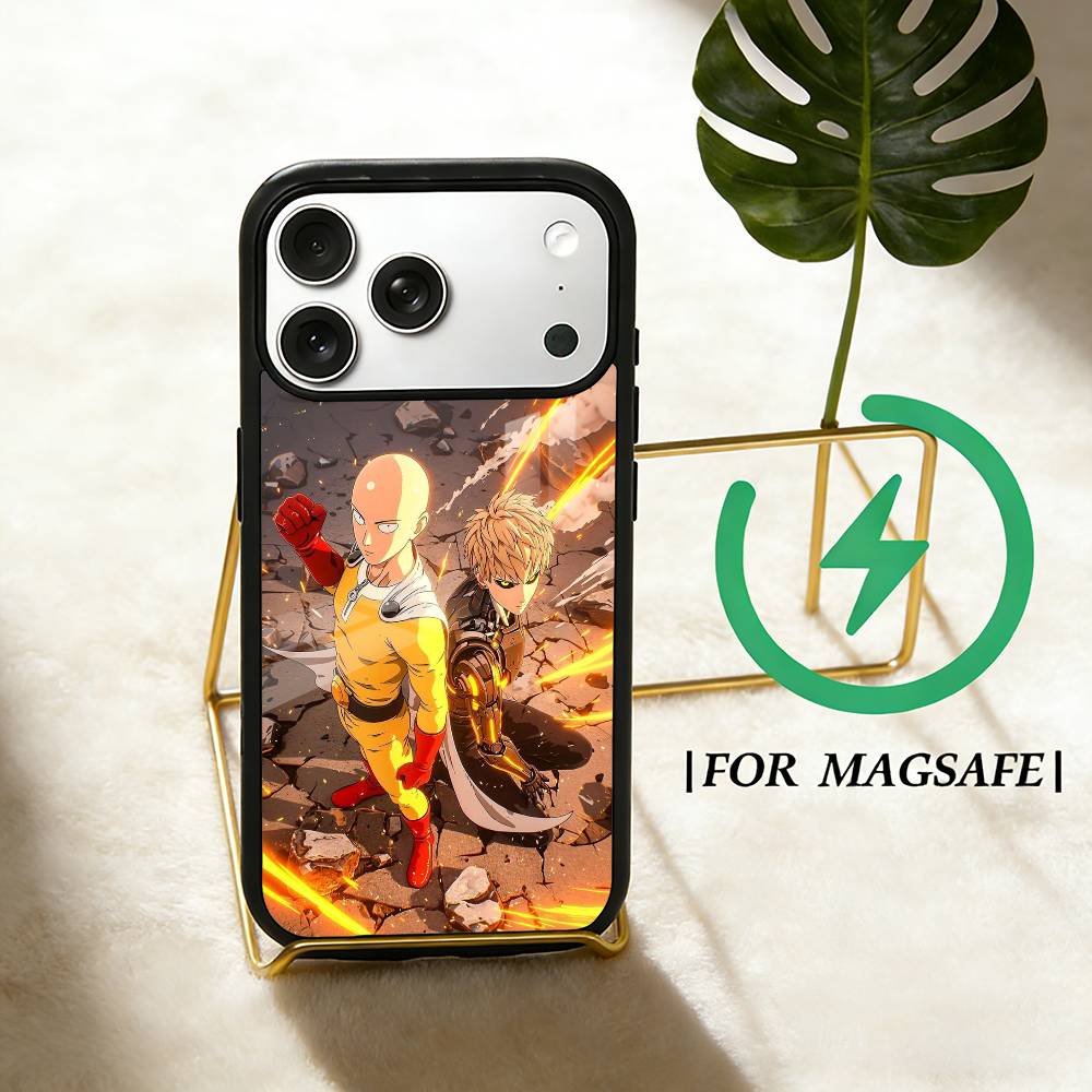 Чехол для телефона Аниме One-Punch Man Для iPhone 17,16,15,14,13,12,Plus,Pro,Max Для Magsafe Магнитная Беспроводная Зарядка