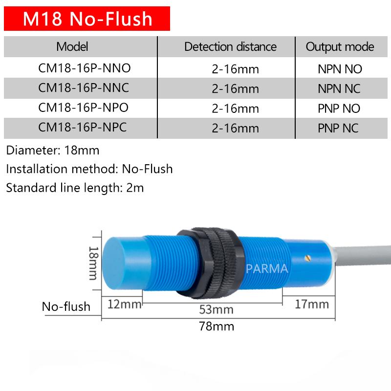 M18 Capacitive Proximity Switch Sensor - Non-metal Detection Switch - Level/Leveling/Stock Sensor