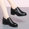 Shoes Deep Mouth Single Shoes Women's Shoes Autumn New Mid-soft Sole Non-slip Comfortable Work Leather Shoes