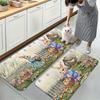 1Pcs Anti Fatigue Kitchen Rugs,Easter Garden Print Waterproof Non-Slip Thick Cushioned Kitchen Mat Heavy Duty Comfort Standing Mat for Kitchen