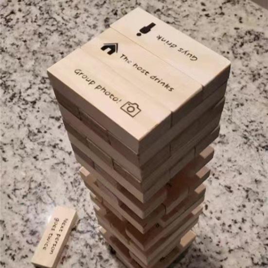 48 шт./набор строительных блоков, падающая башня, игра с напитками, деревянная многопользовательская игра для взрослых, интерактивная игра с укладкой кирпичей, реквизит для ночной вечеринки