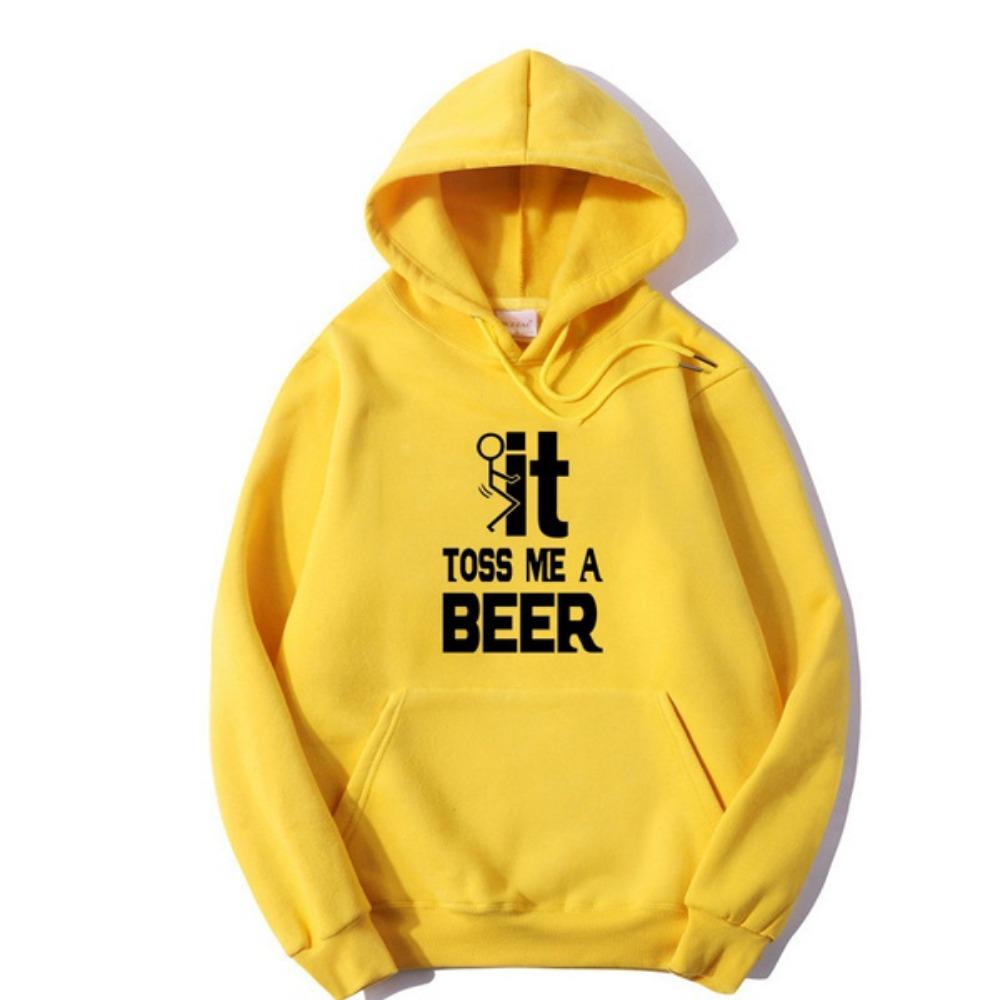 2021 Toss Me a Beer Горячая мода Смешные толстовки Мужские пуловеры с капюшоном Мужская толстовка с капюшоном с принтом
