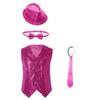 Boys Shiny Sequin Vest Sleeveless V Neck Design Button Front Jazz Dance Costume Vest Set