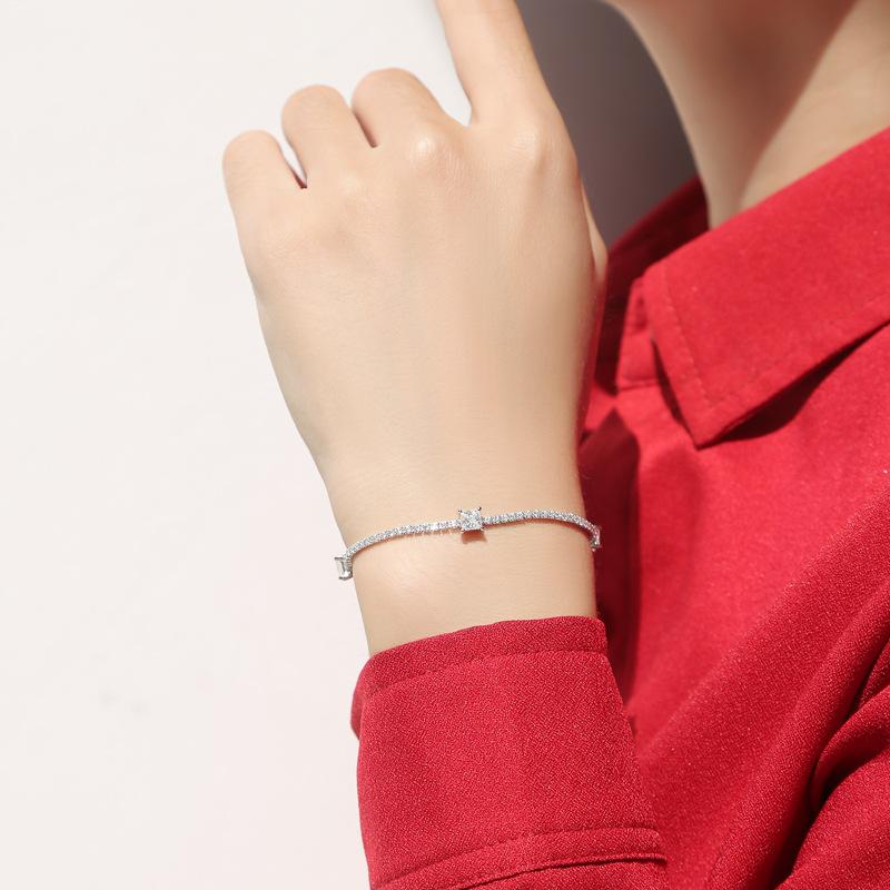 Bague Ringen Квадратный браслет из муассанита S925 с инкрустацией из серебра 0,5 карата, женские модные украшения ручной работы Mengying Star, новая серия