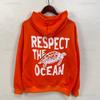 Respect The Ocean Hoodie - Ocean Surf Hoodie Carolina Blue Hoodie Words on Back Turtle Sweatshirt for Outdoor Enthusiasts