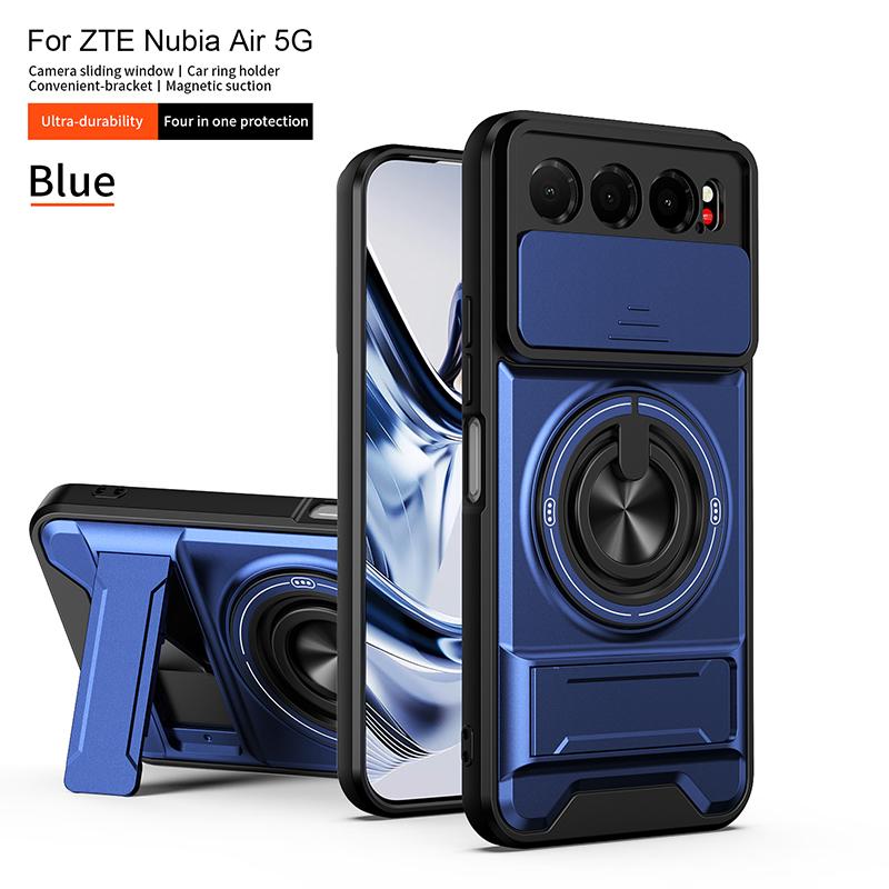 Slide Camera Cover for ZTE Nubia Air 5G Case With Built-in Ring Stand and Folding Stand