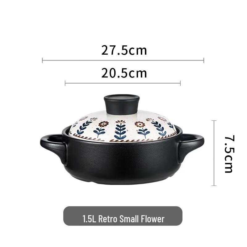 Zhi Shi Retro Floral Ceramic Casserole Pot