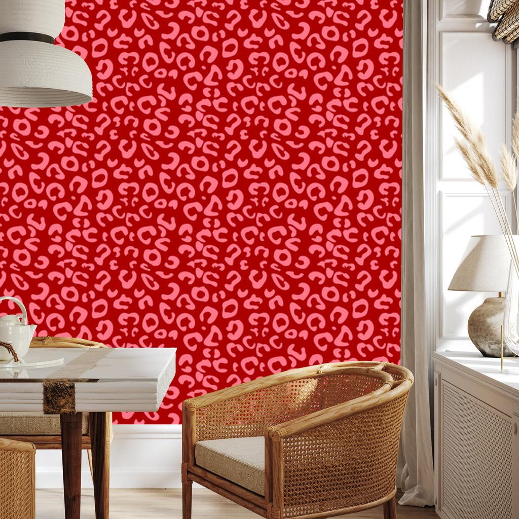 Red animal skin wallpaper, red background, 50x1000