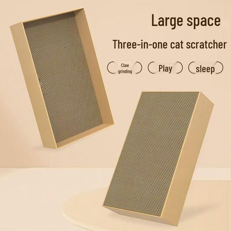 Cardboard Box Cat Scratch Toy: Durable, All-Season Corrugated Paper with Cat Paw Design, Extra Large Size.