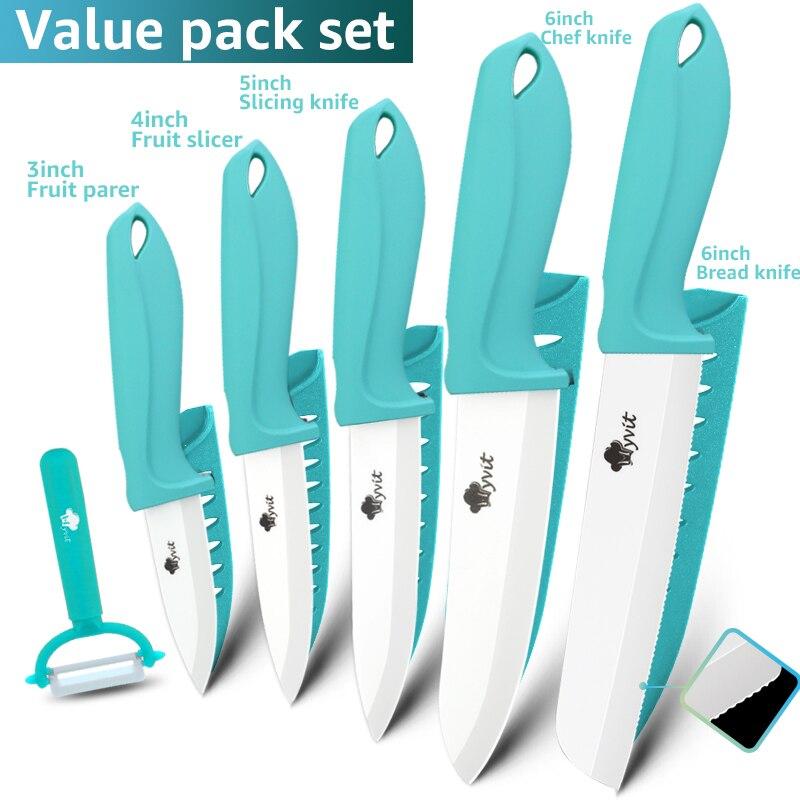 Ceramic Knife Set 3 4 5 6 Inch Kitchen Knife Set Fruit Vegetable Utility Slicing Zirconium White Blade Chef Knives