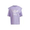 Letter Print Round Neck Short Sleeve T-Shirt Women Tops Purple IC7203