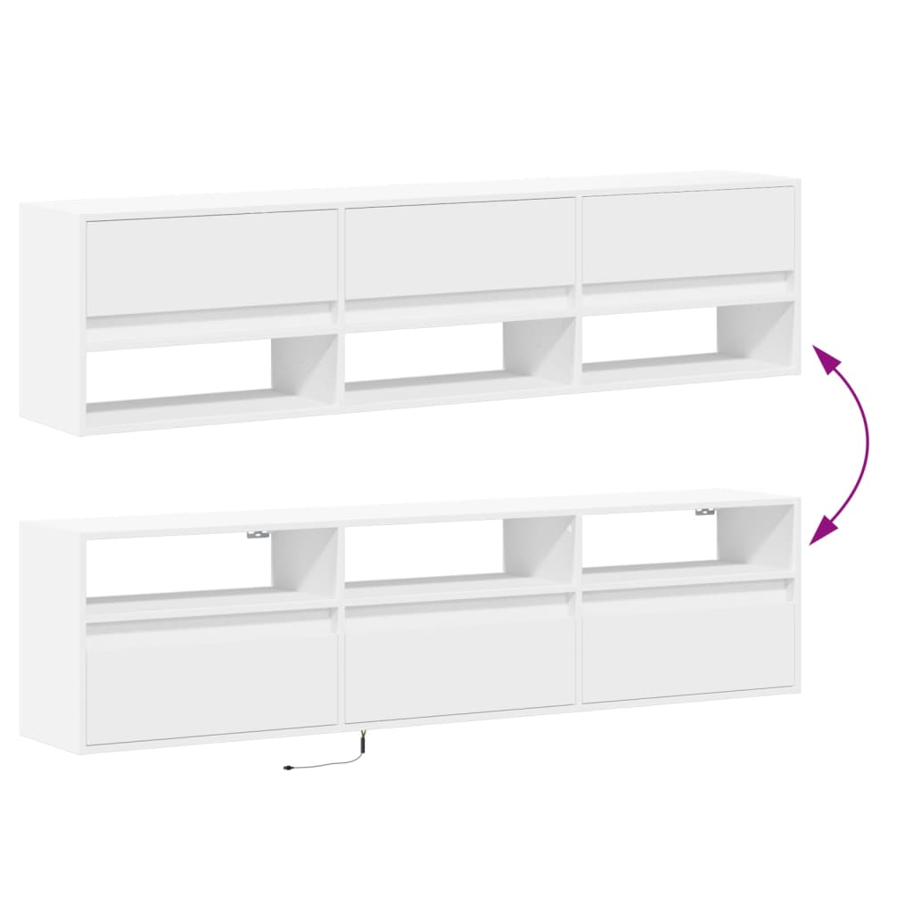 White LED Wall Mounted TV Cabinet 180 x 31 x 45 cm