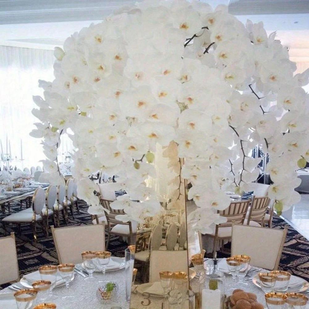 6pcs Lifelike Artificial Orchids - 9 Blooms Each, Silk Butterfly Orchid Stems for Elegant Home & Wedding Decor Perfect Gift