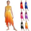 Girls Liturgical Worship Praise Dance Tunic Dress Mock Neck Sleeveless Asymmetrical Hem Lyrical Contemporary Dancewear