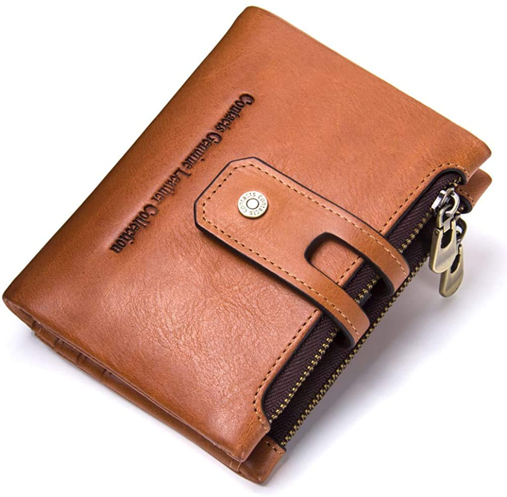 Gofelt Genuine Coin 2 Holds 18 Large Made In Round Business Gift Wallet, Men's, Women's, Cowhide, Bifold, Leather, Purse, Pockets, Cards, Capacity,
