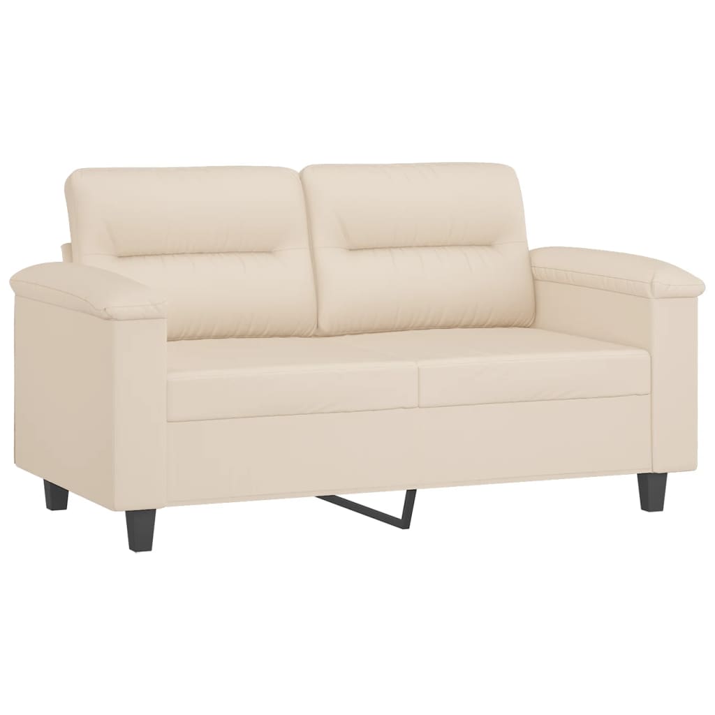 2 Piece Sofa Set with Cushions Beige Microfiber Fabric